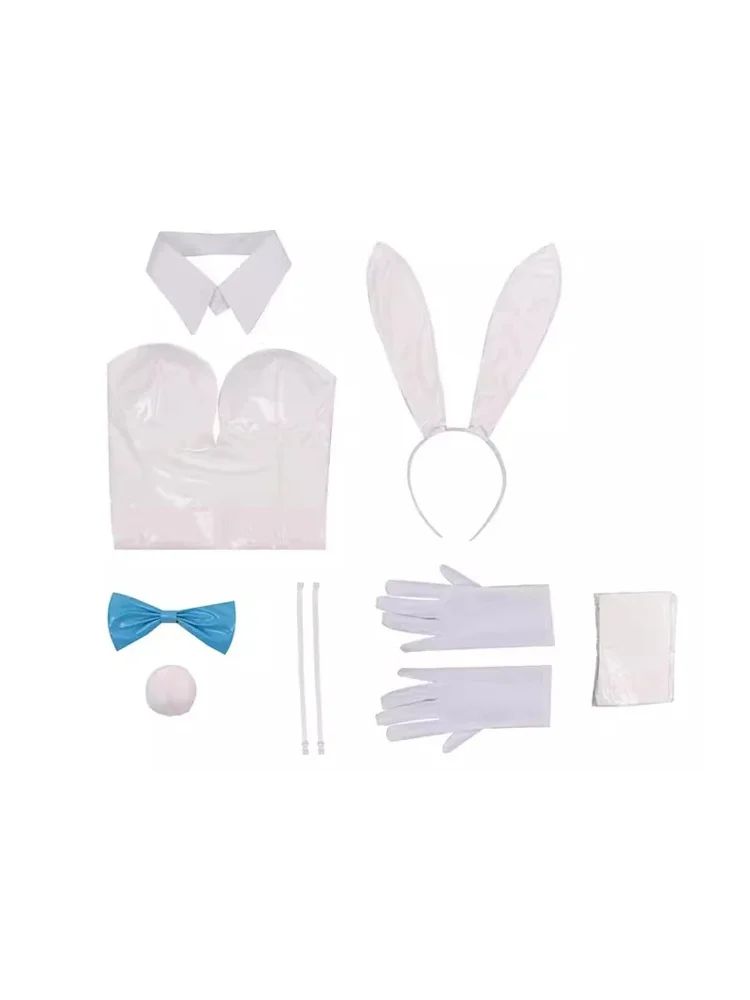 2025년 이이로레코스 애니메이션 아카이브 아스나 이치노세 무로카사 아카네 버니걸 코스튬 여성 섹시 코스프레 의상 흰색 및 파란색 점프수트