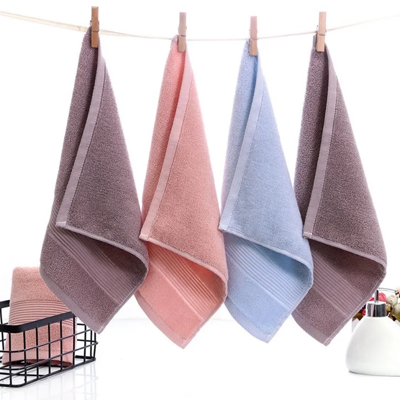 4pcs Thickened Plain Cotton Square Towels Washcloths Solid Color Hand Wipe Towels Bathroom Accessory