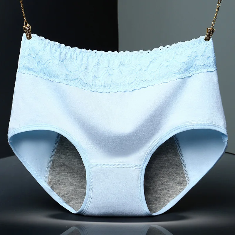 1pcs Cotton Womens Mid Waist Leak Proof Menstrual Panties Females Lace Widen Period Physiological Briefs Ventilate Comfort Panty image 6