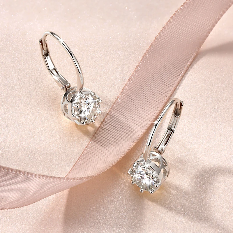 Lnngy Funkelnde GRA-zertifizierte Moissanit-Diamant-Ohrringe für Damen, 14 Karat Gold gefüllt, 6,5 mm, Einzelstein-Creolen-Ohrring-Schmuck – Detail 8