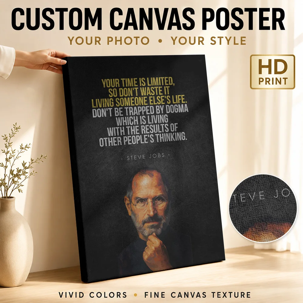 Steve Jobs Inspirational Quote Portrait Canvas Poster Customized Motivational Typography Wall Paintings Decoration for Bedroom