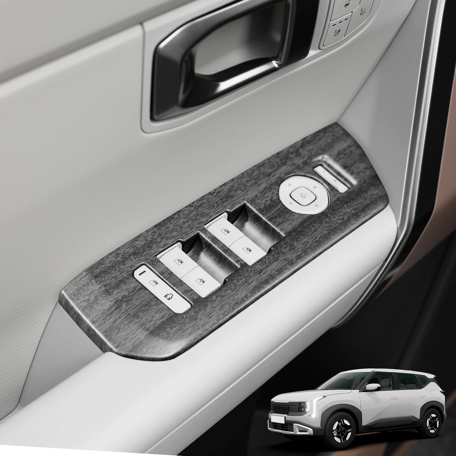 Wood Grain For Kia Seltos SP3 2026 2027 High /Base Version Window Switch Decal Cover Door Armrest Button Trim Panel
