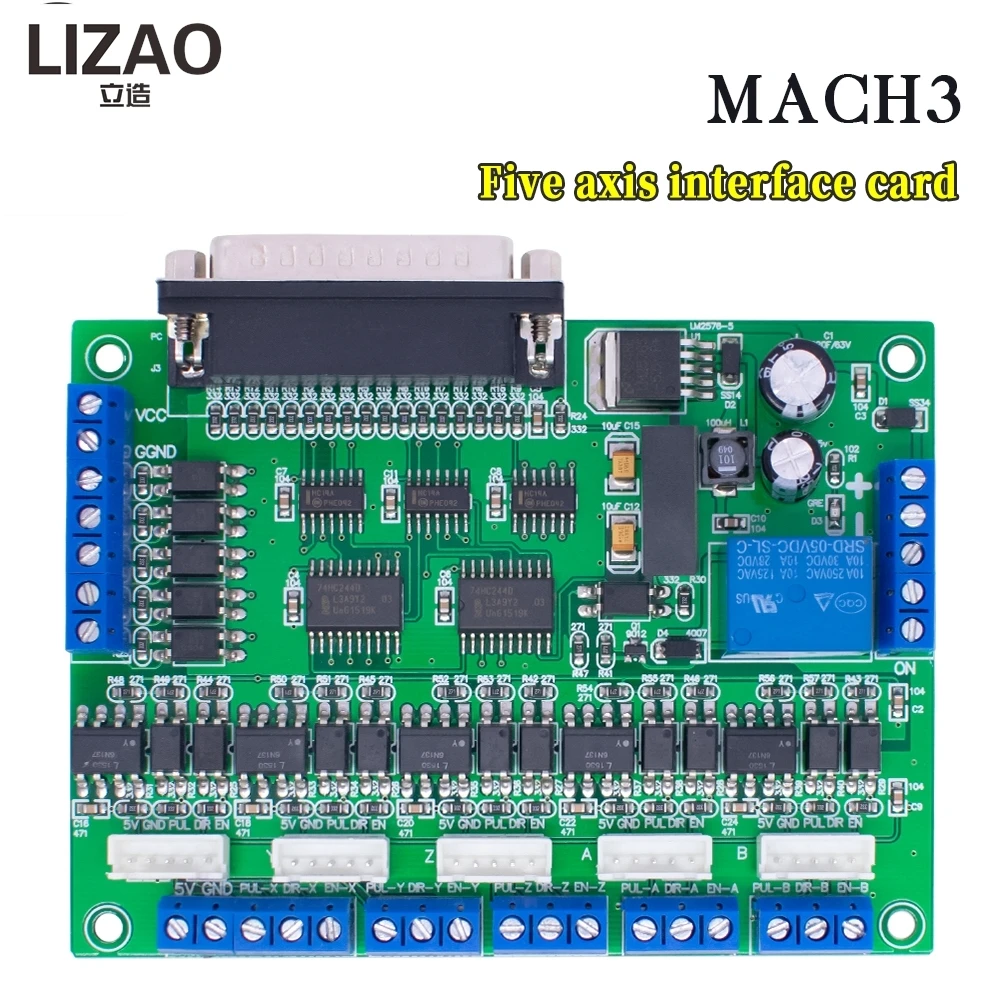 MACH3 5-Axis CNC Interface Board, 4-Axis Control with Optocoupler Isolation, Anti-Interference for Engraving Machines