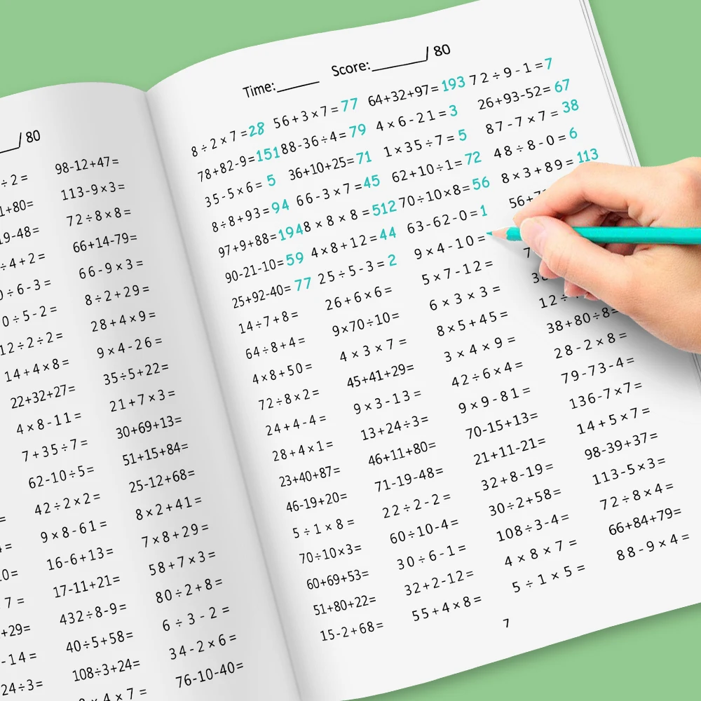 Subtraction, Addition, Multiplication & Division Mixed Operations Math Workbook for Kids Mathematical Calculation Test Books view 4