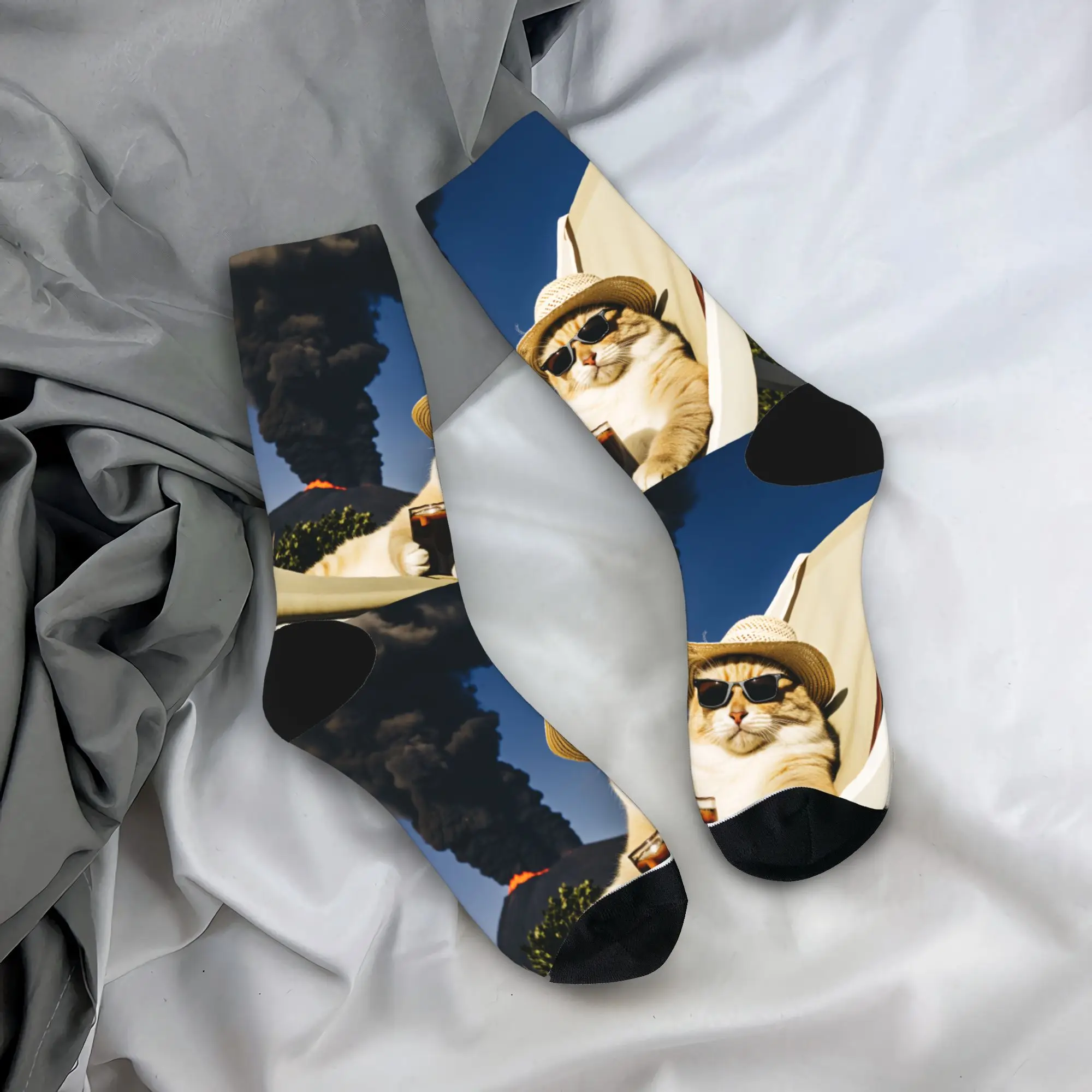 

Fun cat emoji Stockings Couple cat drinking tea Socks Comfortable Harajuku Socks Autumn Outdoor Non Slip Design Socks Gift