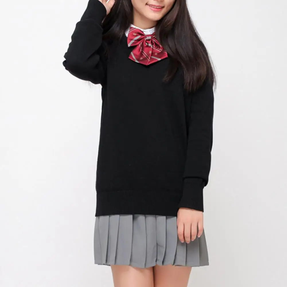 

Autumn Winter Sweater V-neck Knitting Sweater with Ribbed Hem Cuff Solid Color Long Sleeve Jumper Tops for Autumn Winter Street