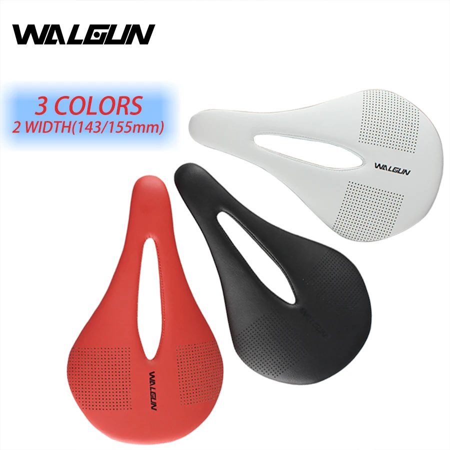 Walgun Ultralight Bicycle Saddle Cushion 3K Full Carbon Fiber Leather Bike Saddle Mountain Bike MTB Road Saddle 143/155 mm 106 g