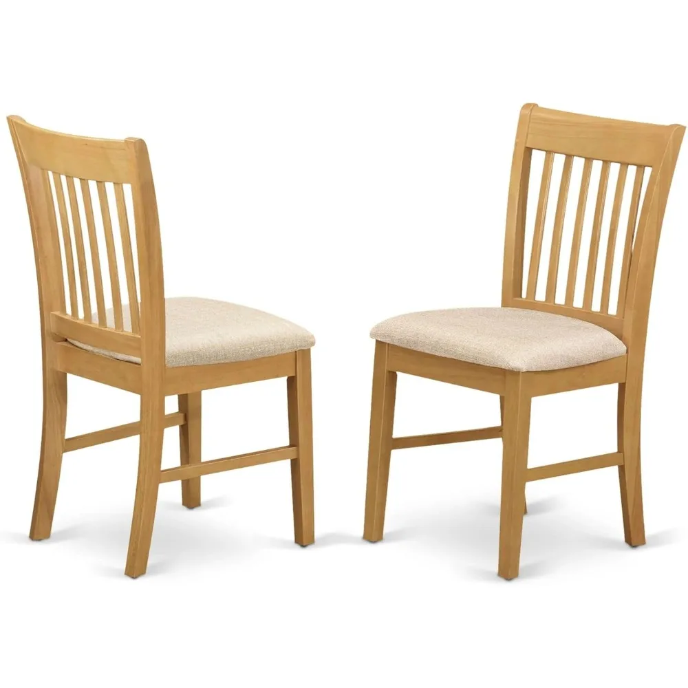 

East West Furniture NFC-OAK-C Norfolk Kitchen Dining Chairs - Linen Fabric Upholstered Wood Chairs, Set of 2, Oak