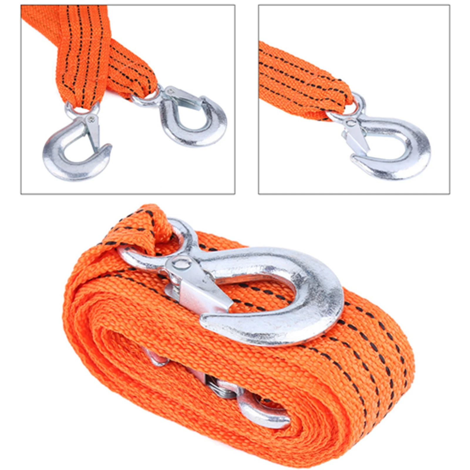 Tow Cable Tow Strap Towing Tool 4 Meter Load 3 Ton Car Trailer Towing Rope Strap Tow Cable with Hooks Emergency Vehicle Tool