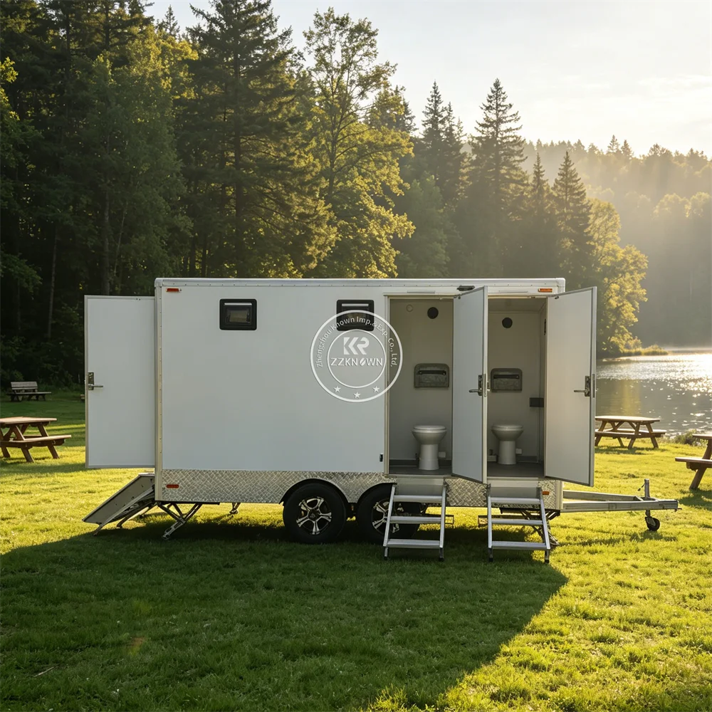 Advanced Portable Restroom Emergency Station Mobile Bathroom Cabin Luxury Toilet Trailer With Non-Slip Floor