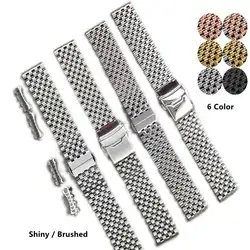 20mm 22mm Stainless Steel Universal Curved Straight End Seven Bead Bead Of Rice Watch Band Strap Bracelet Fit For All Watches