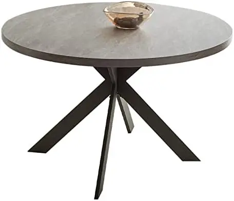 

45.3' Round Dining Table Set, Modern Steel Legs, for 4-6 People