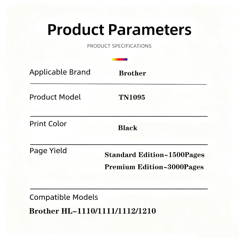 TN1095 TN1000 TN1070 TN1075 TN1030 TN1050 TN1060 Laser Toner Cartridge Printer Compatible for Brother HL-1110/1111/1112/1210