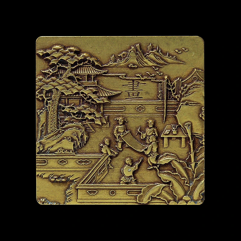 

Brass Paperweight Exquisite Metal Relief Craft Paper Weight Student Square Chinese Painting Calligraphy Rice Paper Pressing Prop