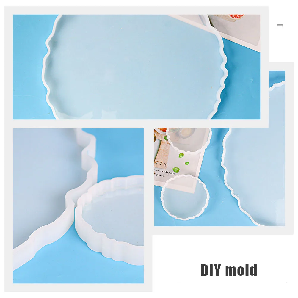

4Pcs DIY Silicone Mold Creative Plate Mould for Epoxy Resin Coaster Storage Tray Craft Ornament Decor Projects