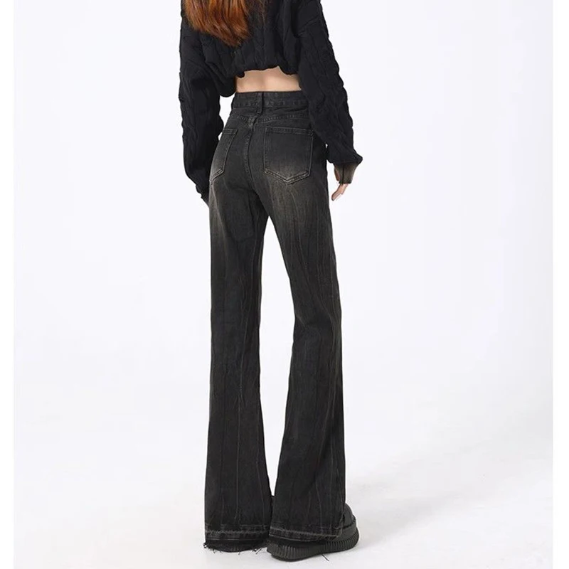 핫세일 신상 여성 하이웨이스트 슬림 플레어 진 여성용 디자이너 캐주얼 팬츠 여성 한국 스타일 스트레이트 데님 바지