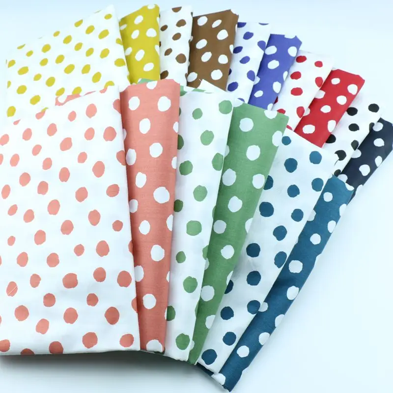 

160x50cm, Fashionable Polka Dot Fruit Colored Printed Pure Cotton Fabric Handmade Patchwork, Handmade Twill Woven Sewing Cloth