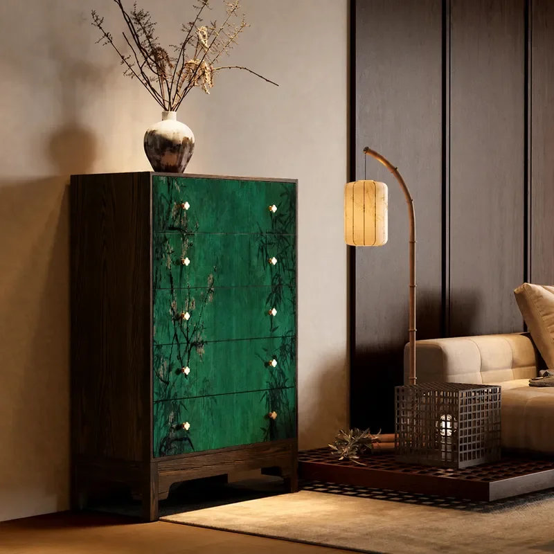 Song Style Bamboo Solid Wood Side Cabinet Dining Room Storage Chest Bedroom Dresser Living Room Organizer Furniture