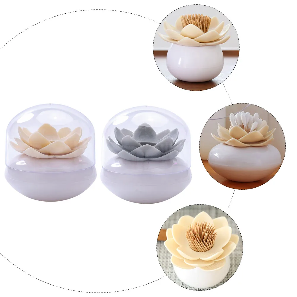 

2 Pcs Cotton Swab Cotton Swab Storage Container Container Lotus Shape Toothpick Case Dust Moisture Proof Storage Box