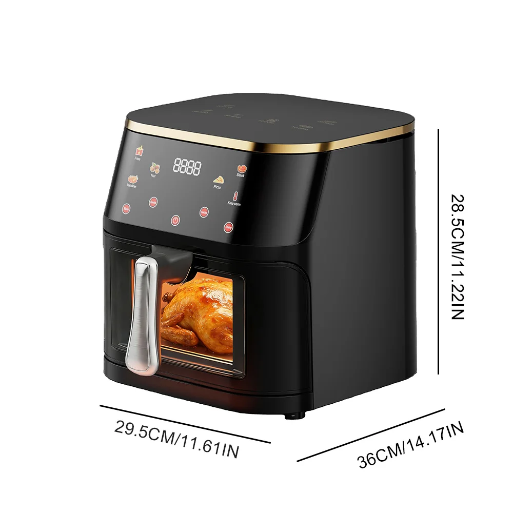 12L Digitale Heißluftfritteuse - Große Kapazität, 1400W, Gesundes Kochen, 180-210 ° C, 60-Minuten-Timer, quadratisches Design – für den Familiengebrauch (PP + Edelstahl) – Detail 13