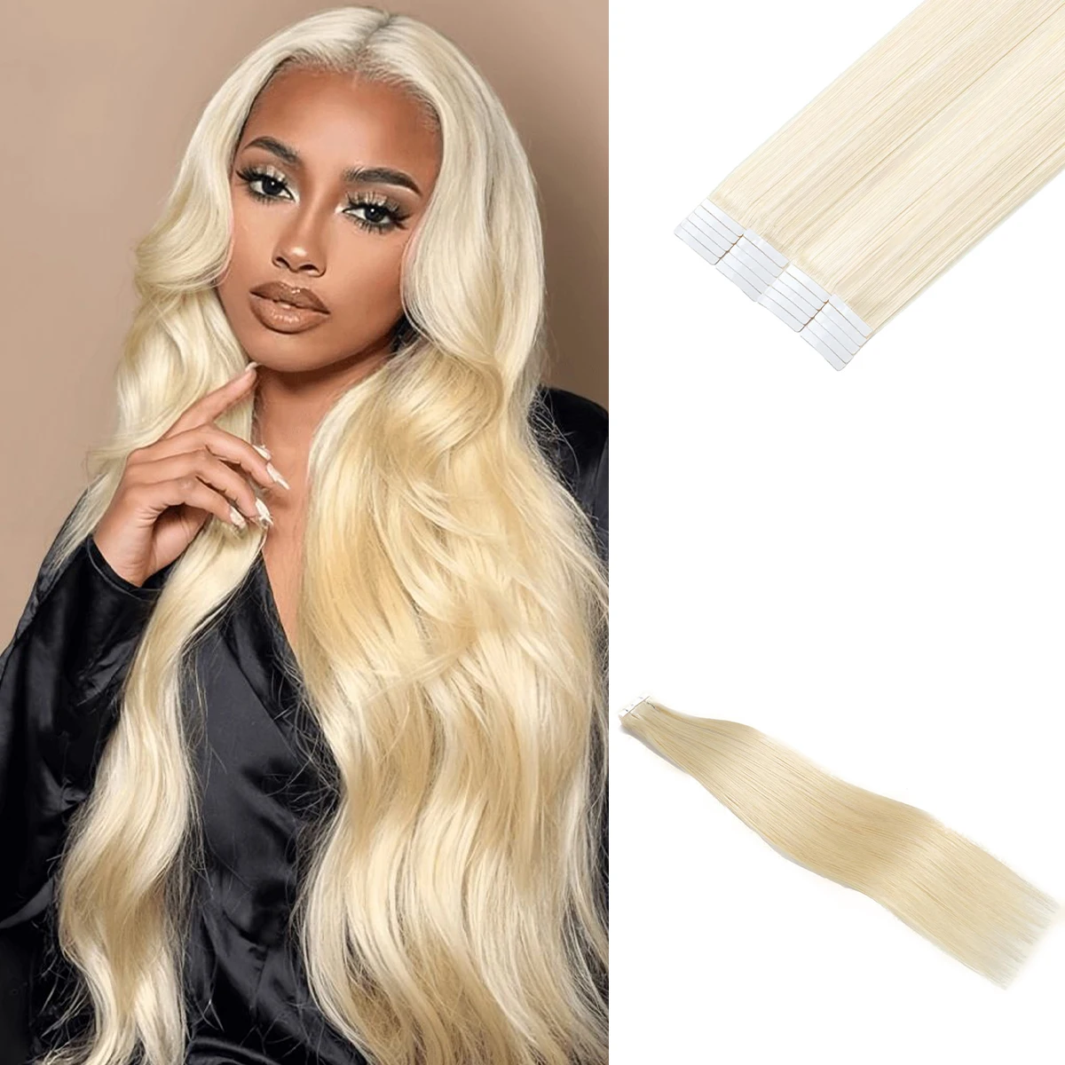 

613 Blonde Tape in PU Hair Extensions 16/18/20/22In Human Hair Tape in Human Hair Extensions 20 Pcs Silky Straight Hair Piece