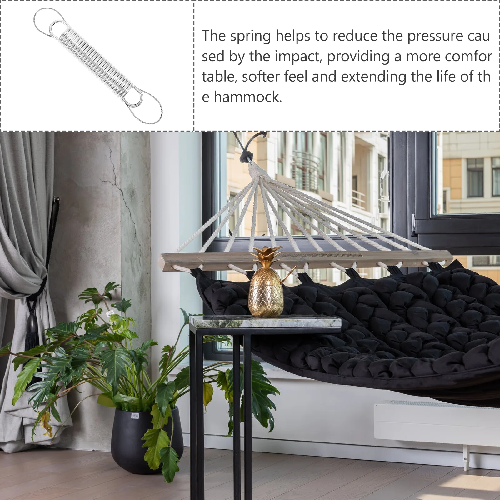 

1pc Heavy-Duty Iron Hammock Stretchable Cradle Spring Swing Chair Replacement Durable Outdoor Accessory For Porch Swing Hammock