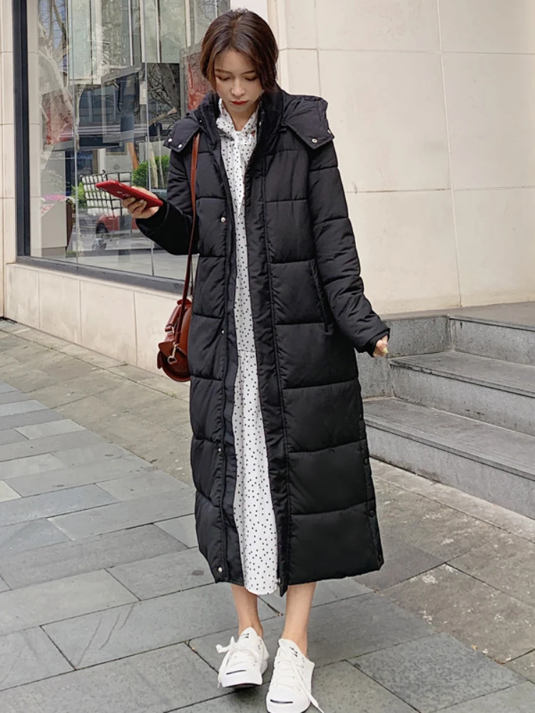 Muslim Women Winter Thick Parka Coat Women Hat Detachable Loose Long Over Knee Cotton Coat 2022 Coat Casual Comfort Ins Style