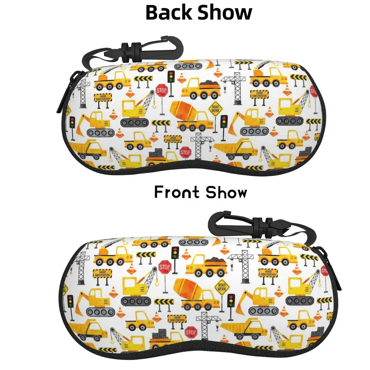 

Road Work Watercolor Construction Vehicles Shell Glasses Case Portable Sunglasses Box Women Men Soft Eyeglass Bag Pouch