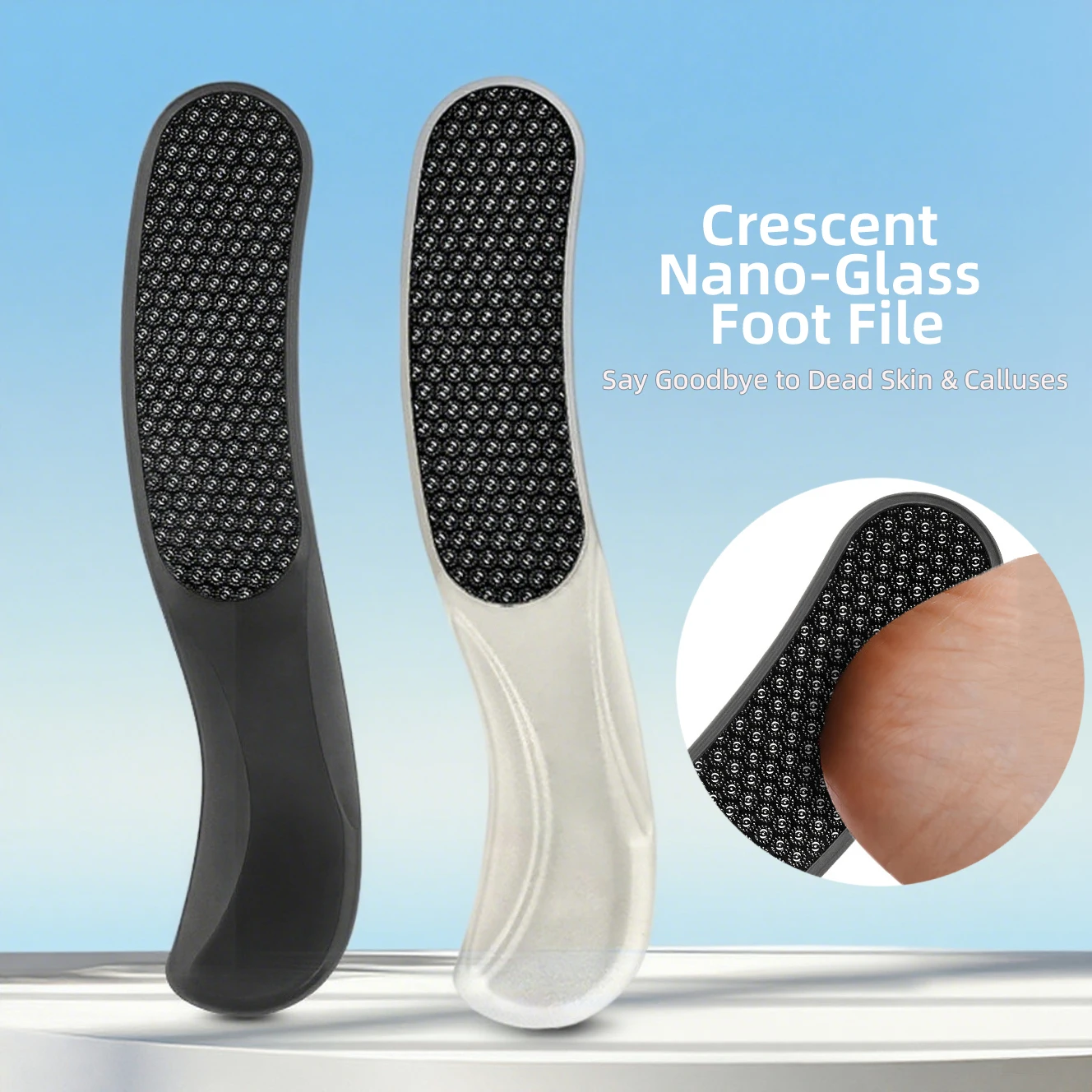 Nano Glass Foot File Grinder Dead Skin Callus Remover Crescent-Shaped Manual Pedicure Tool for Heel Exfoliation Smooth Feet Care
