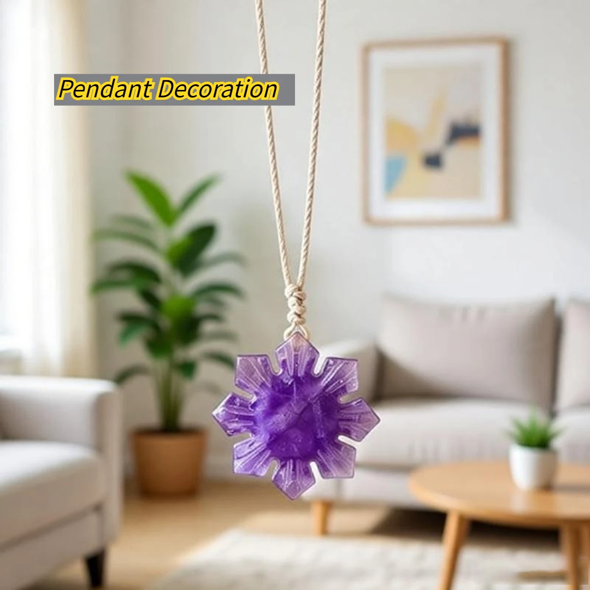 Snowflake Pendant Natural Stone Sodalite/Amethyst Pendant For DIY Keychain Car Pendant Christmas Tree Accessory