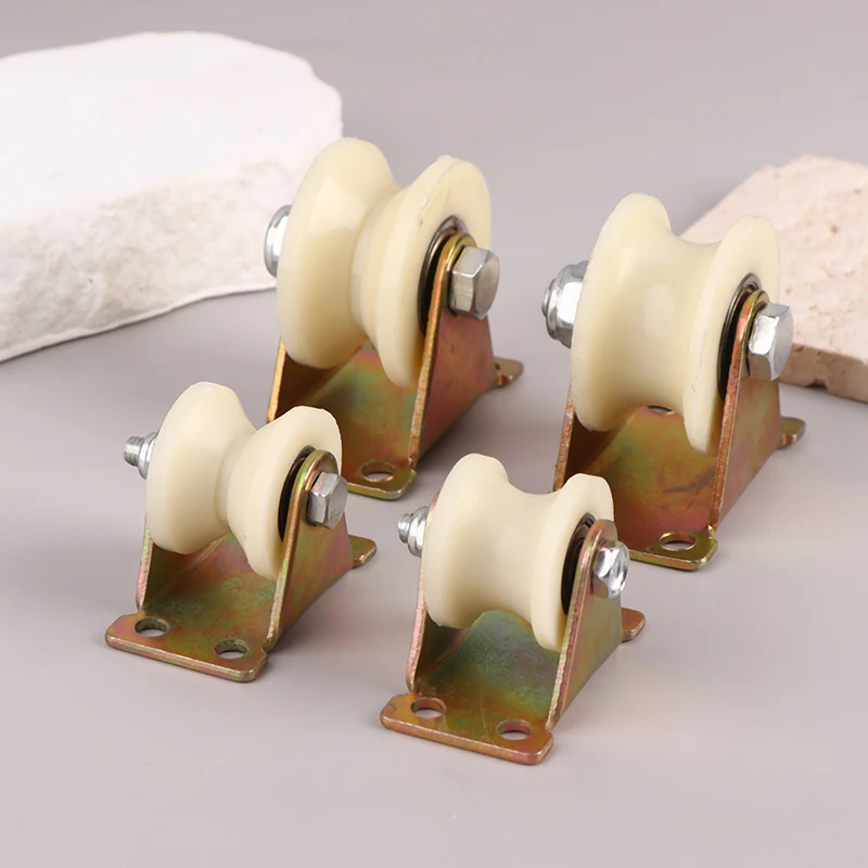 Nylon Grooved Roller Track Pulley V / U Nylon With Stand 30mm 50mm Door Grooved Heavy Duty Rollers Sliding Heel