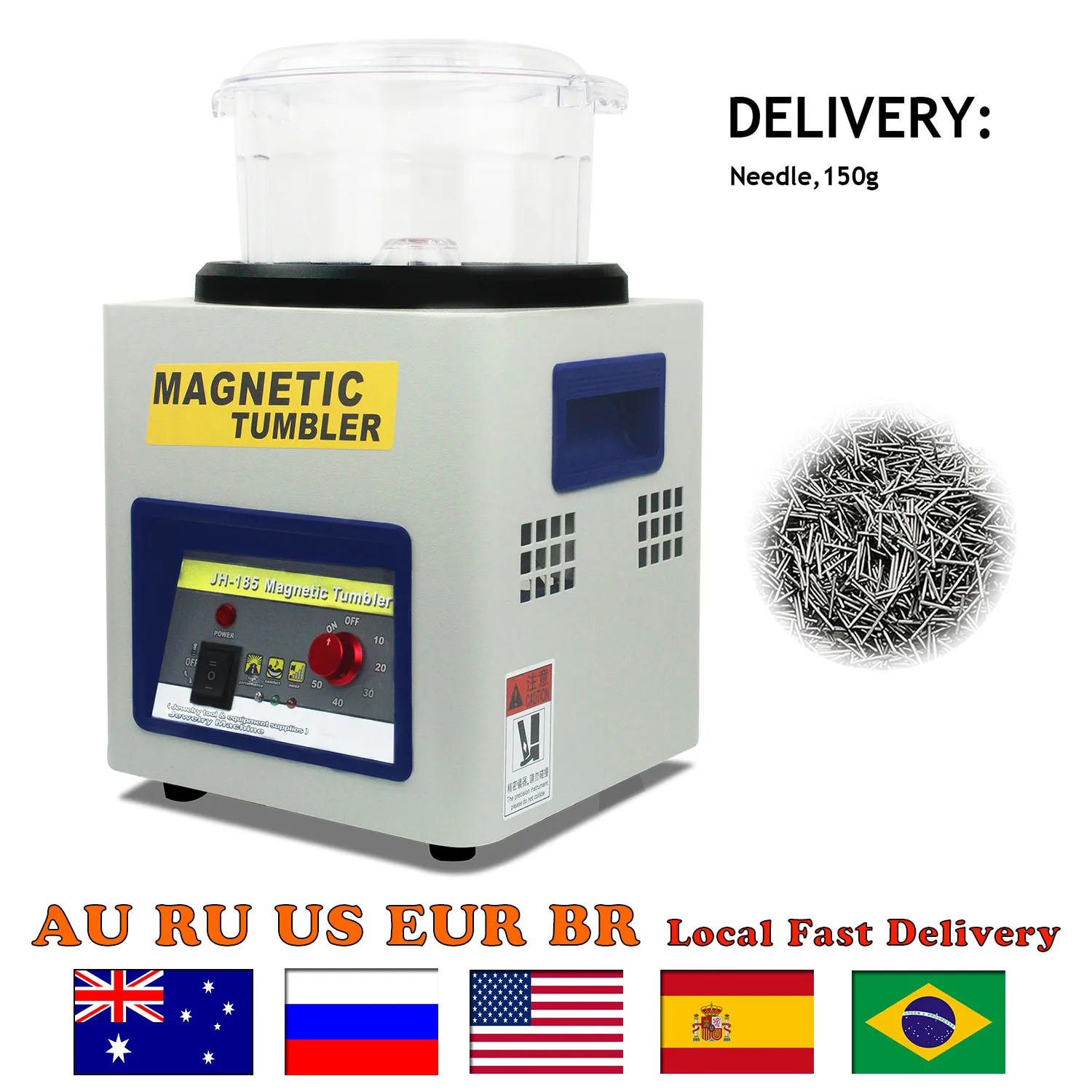 7.3 inch Magnetic Tumbler Jewelry Polisher | 2000 RPM Finisher with Adjustable Speed | Ideal for Jewelry (JH185)