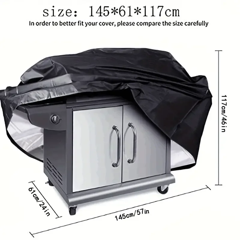 غطاء شواية شواء 210D مقاوم للماء للحماية من الأشعة فوق البنفسجية والغبار يناسب معظم الموديلات ملحقات الطبخ الخارجية المتينة للشواية الخارجية