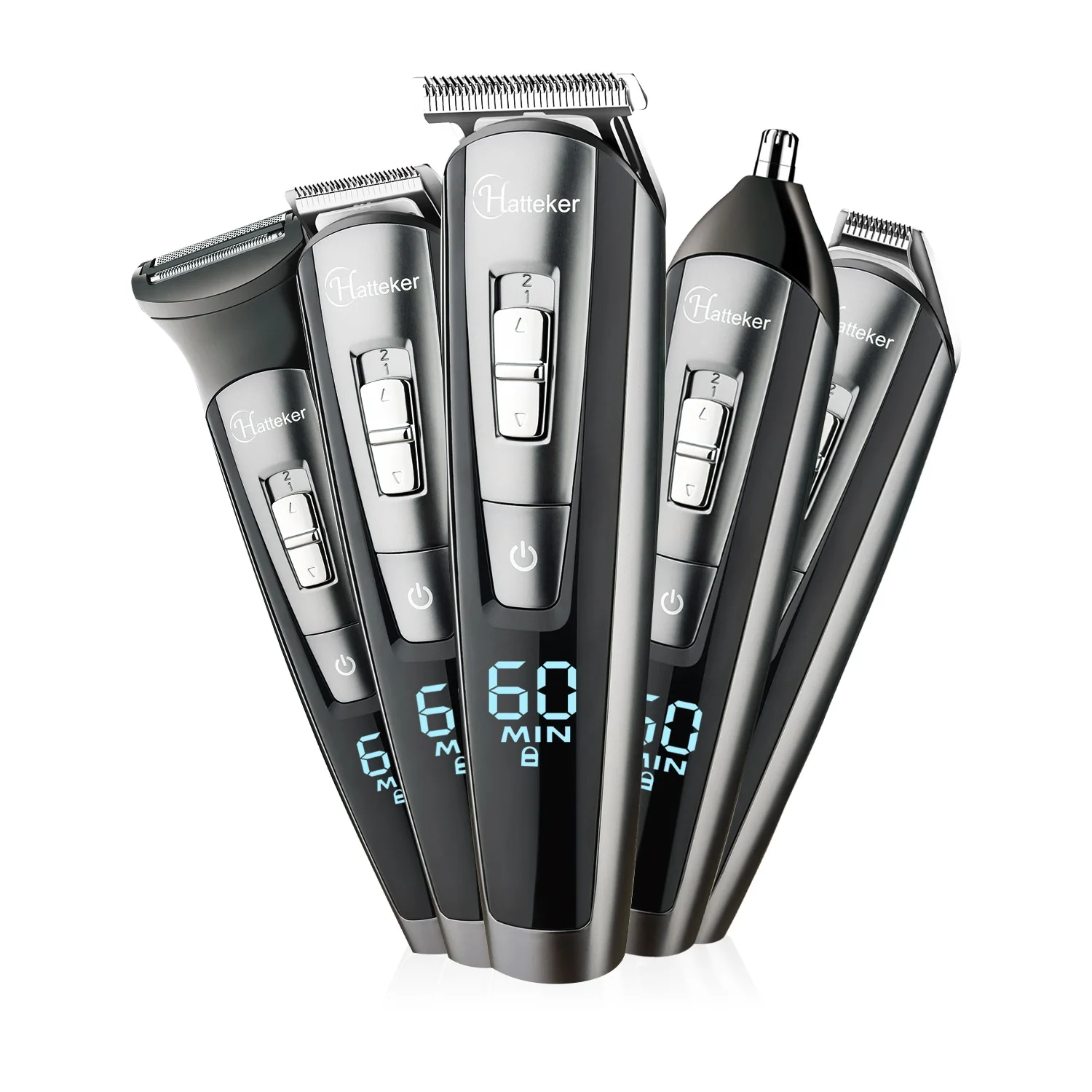 Hatteker 5-in-1 Men's Electric Shaver Multifunctional Grooming Kit Cordless Bald Head Shaving Machine for Men