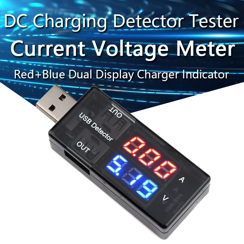 

Red+Blue Dual Display USB Current Voltage Meter DC Charging Detector Tester Battery Voltmeter Ammeter Charger Indicator