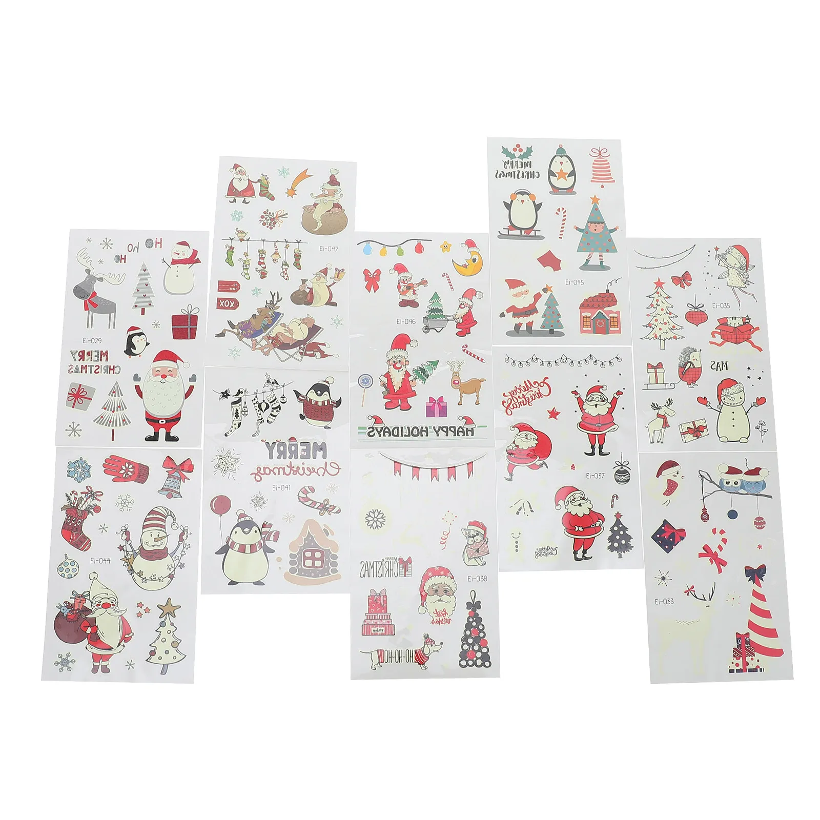 

10 Sheets Waterproof Temporary Tattoos Stickers Luminous Christmas Body Decals Transfer Party Favors Glow Dark Patterns