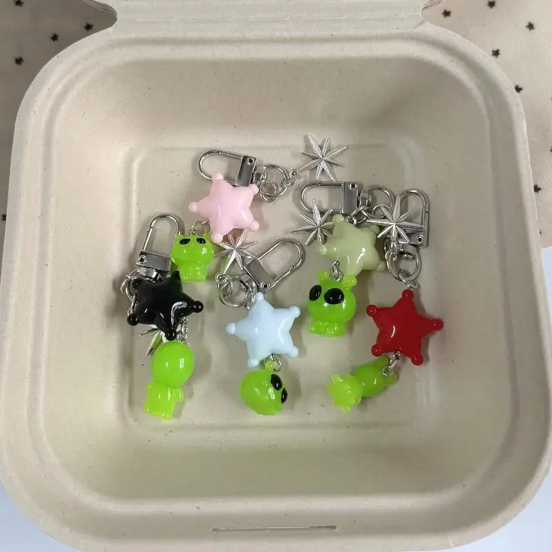 Niedlicher Alien-Schlüsselanhänger mit großen Augen, Anhänger für Kopfhörer-Taschen, Taschenanhänger, Anhänger für Rucksäcke und Handtaschen, Partygeschenk, kreativer kleiner Anhänger – Detail 4