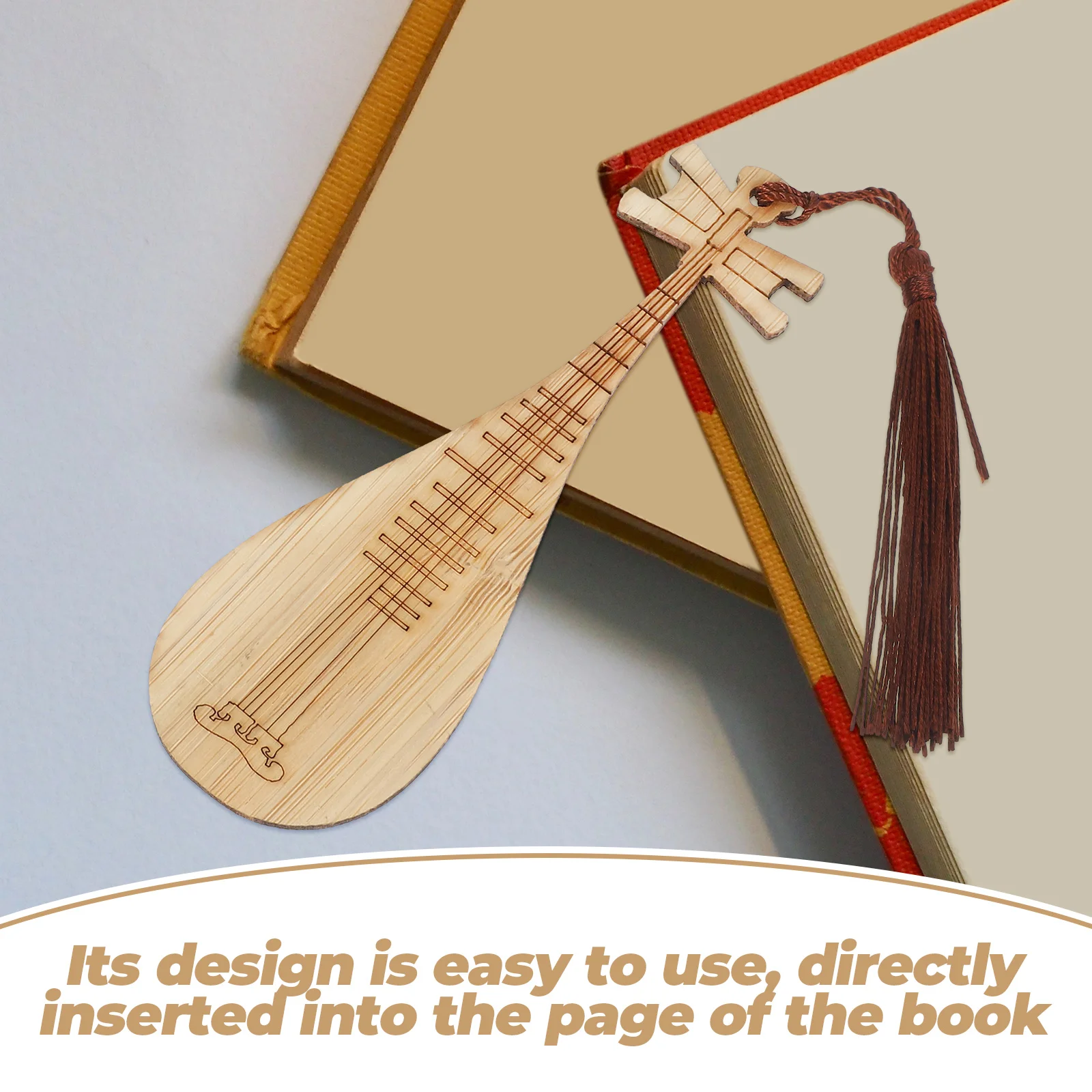 

4 Pcs Bamboo Bookmarks Retro Fringe Tassel Markers Reading Accessories Bulk Decorative Page Markers Wooden Student