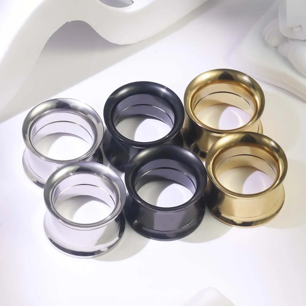 Gauges for Ears 316L Surgical Steel Mirror Finish Double Flared Tunnels Plugs Internally Threaded Ear Gauges Piercing
