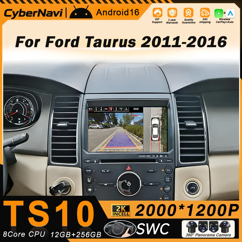 Android Auto Radio For Ford Taurus 2011-2016 Stereo Bluetooth Car Head Unit Carplay 2 Din QLED Screen Multimedia Dash Cam 5G BT