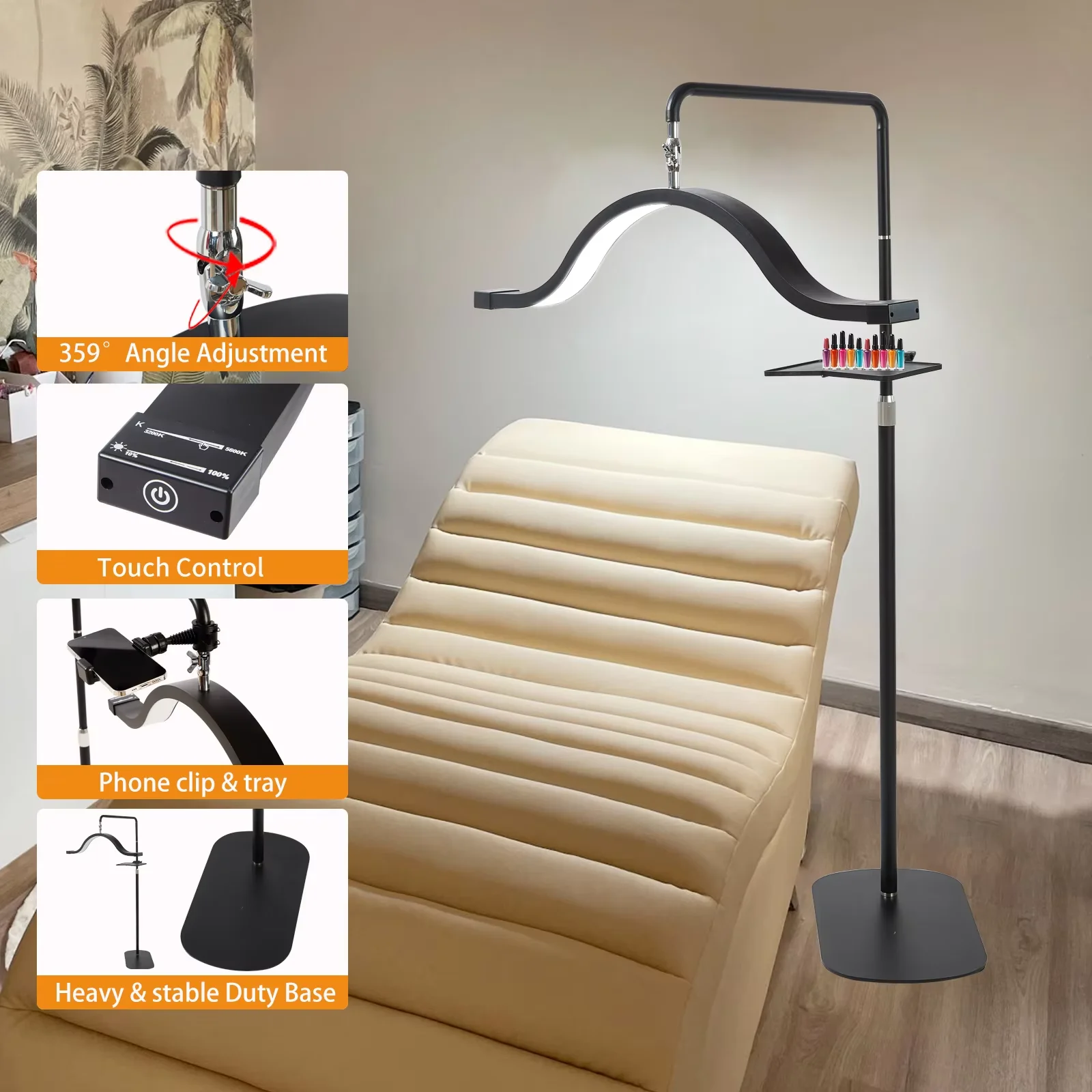 

Newest 30inch Multiple Cloud Moon Lashes Light Floor Lamp with Rhinestones 45W Photography Lighting for Makeup Tattoo Spa