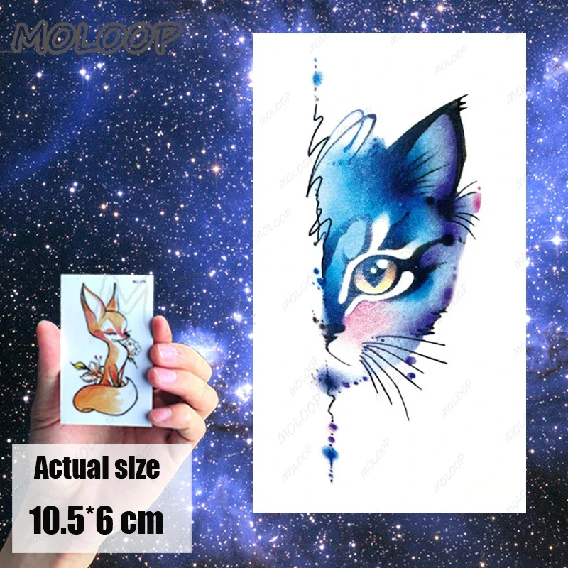 Temporary Tattoo Sticker cat pattern Element Small animal flower waterproof Fake Body Art tatoo for kid girl boy man woman