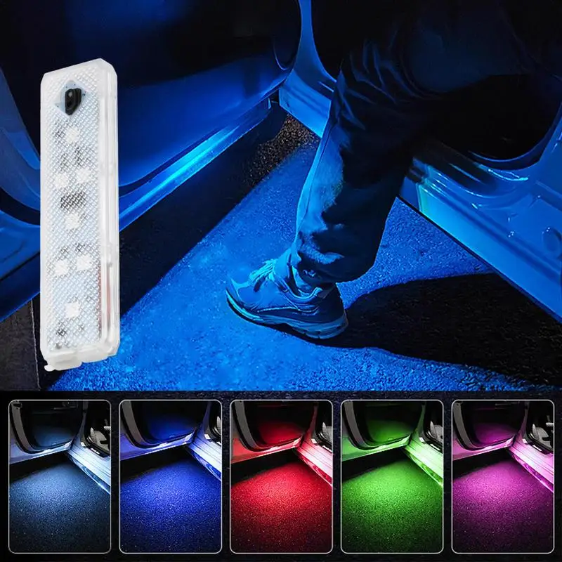 Car Led Welcome Door Light Wireless 7 Color Door Opening Warning Light Rechargeable Auto Interior Ambient Sensing Welcome Lights