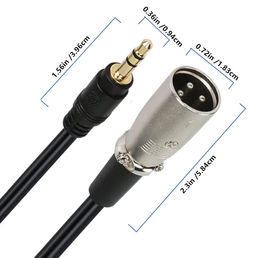 3.5mm male to  XLR 3 pin male computer with microphone and microphone cable  for cards,amplifiers,mixing consoles,etc