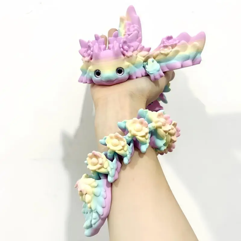 Articulated Movable 3D Print Salamander Dragon Ornament Eco PLA Craft Desktop Decoration for Study Kids Collection Gift