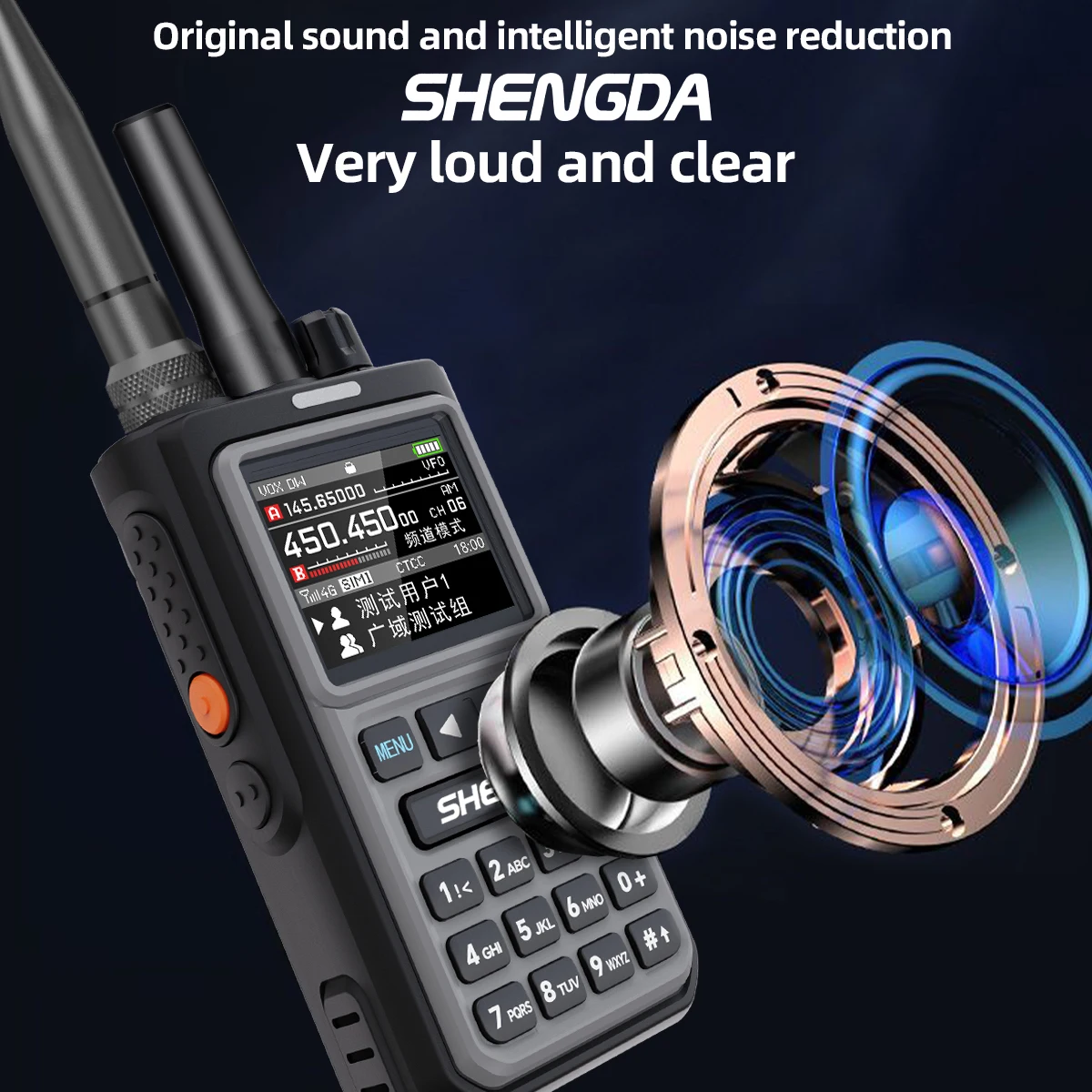 SD-8100 デュアルモード無線機 10W 4G POC デュアルバンド（U/V）HDカラーディスプレイ GPS 長距離通信 防水