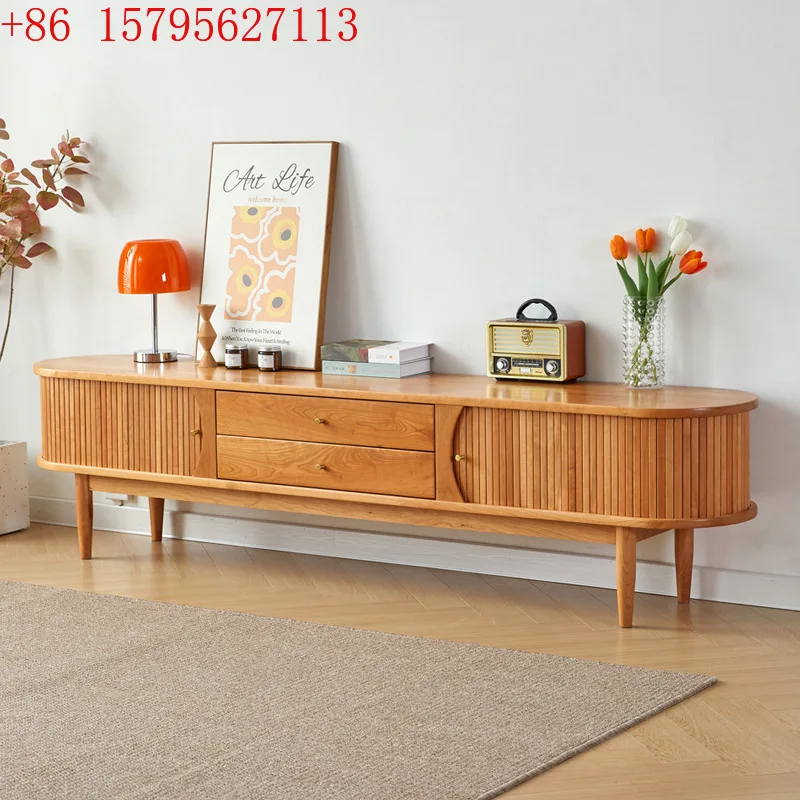 

Скандинавский шкаф для телевизора, простой аудио и видео шкаф из массива дерева, шкафчик в стиле ретро для гостиной, небольшой квартиры