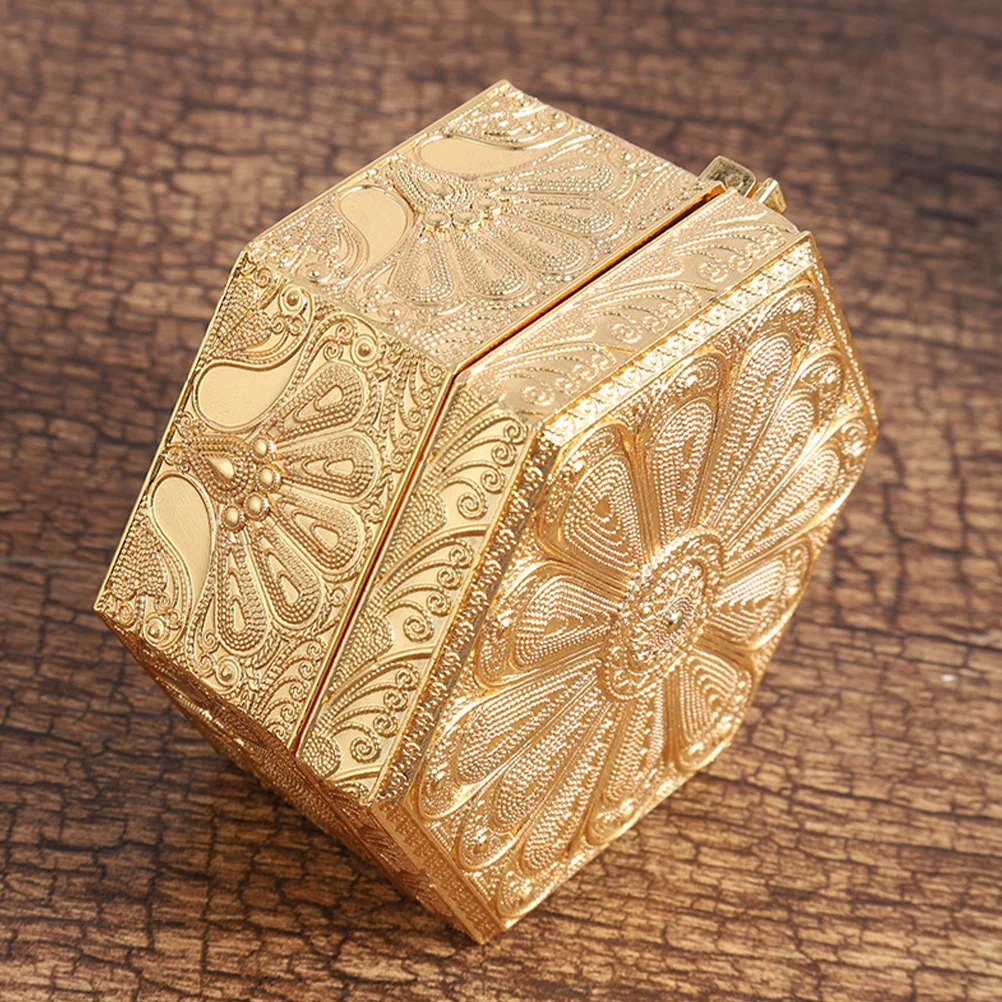 Hexagonal Jewelry Box Vintage Portable Jewelry Organizer Case Storage for Rings Earrings Necklaces Travel Trinket Box
