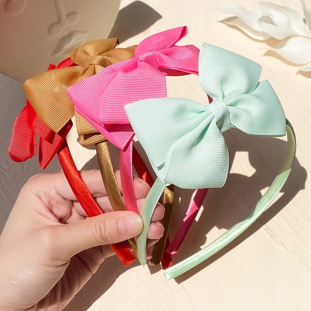Cinta para el pelo con lazo para niña, lazos hechos a mano, diadema, accesorios para el cabello, 20 colores, 1 unidad