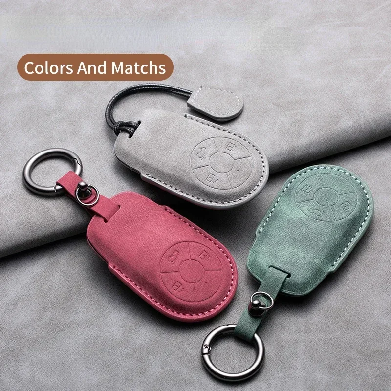 

Leather Car Key Case Cover For GWM HAVAL H6 M6 ORA Good Cat White Cat IQ Car-Styling Auto Smart Key Fob Shell Keychain